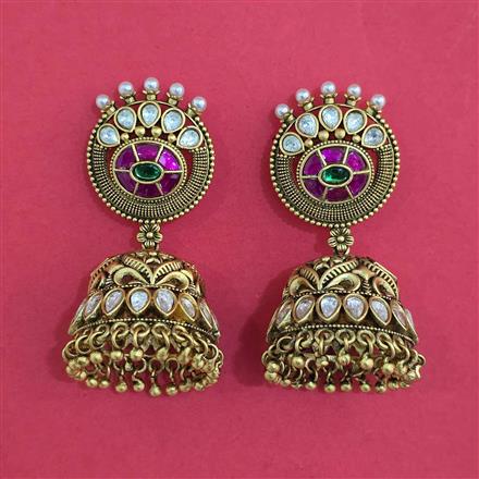 Antique Jhumki with Matte Gold Plating