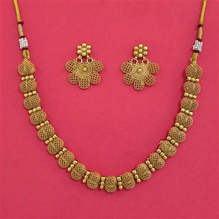 Antique Plain Gold Necklace with Gold Plating