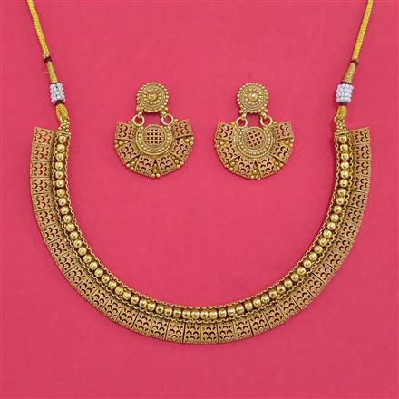 Antique Plain Gold Necklace with Gold Plating