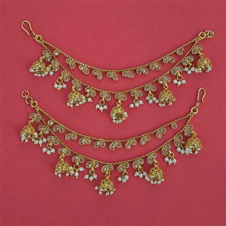 Antique Moti Ear Chain with Gold Plating