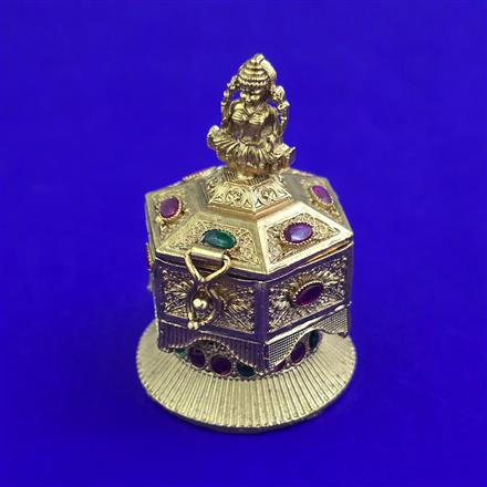 Antique Temple Sindoor Box with Matte Gold Plating