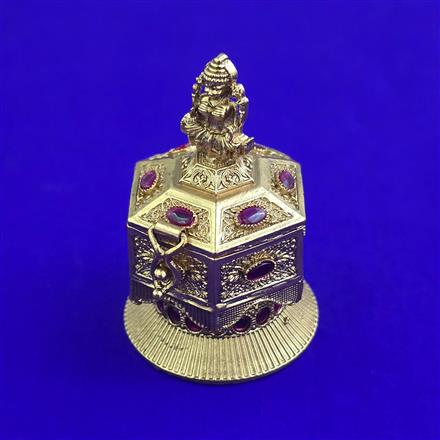 Antique Temple Sindoor Box with Matte Gold Plating