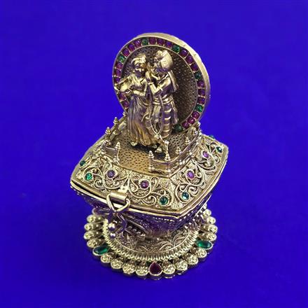 Antique Temple Sindoor Box with Matte Gold Plating