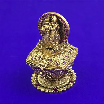 Antique Temple Sindoor Box with Matte Gold Plating