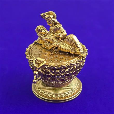 Antique Temple Sindoor Box with Matte Gold Plating