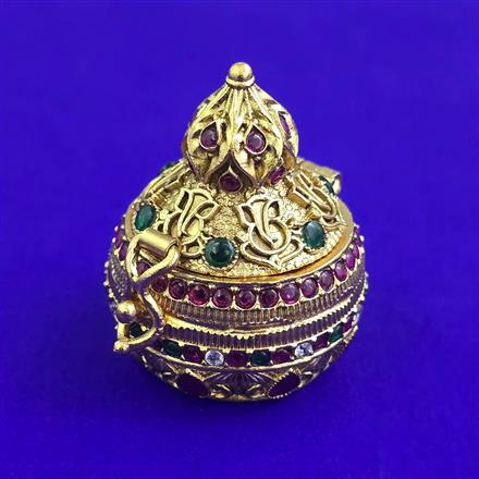 Antique Classic Sindoor Box with Matte Gold Plating