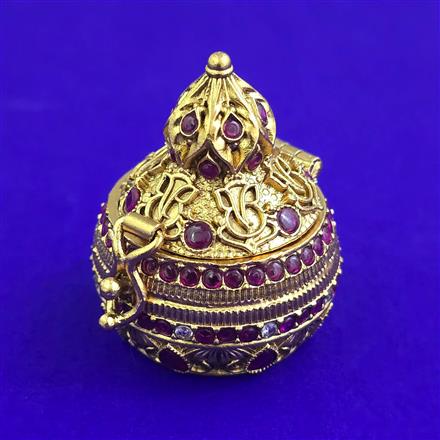 Antique Classic Sindoor Box with Matte Gold Plating