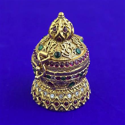 Antique Classic Sindoor Box with Matte Gold Plating