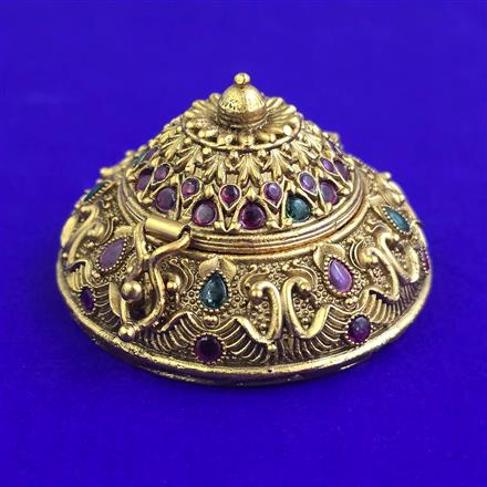 Antique Classic Sindoor Box with Matte Gold Plating