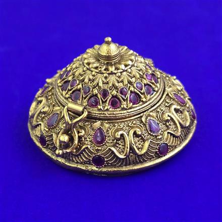 Antique Classic Sindoor Box with Matte Gold Plating