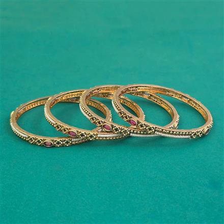Antique 4 Pc Classic Bangles with Matte Gold Plating