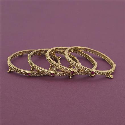 Antique Classic 4 Pc Bangles with Matte Gold Plating