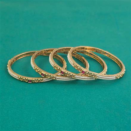 Antique 4 Pc Classic Bangles with Matte Gold Plating