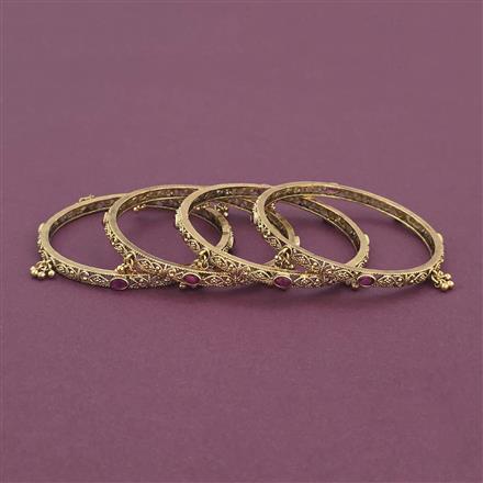 Antique Classic 4 Pc Bangles with Matte Gold Plating