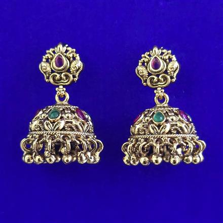 Antique Jhumki with Matte Gold Plating