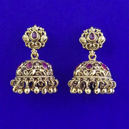 Antique Jhumki with Matte Gold Plating