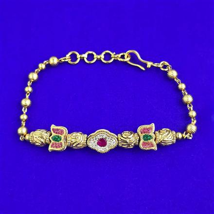 Antique Adjustable Bracelet With Matte Gold Plating