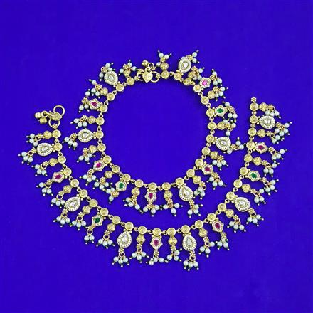 Antique Moti Payal with Gold Plating