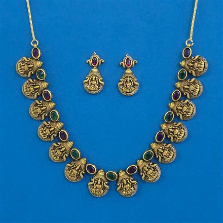 Antique Temple Necklace with Matte Gold Plating