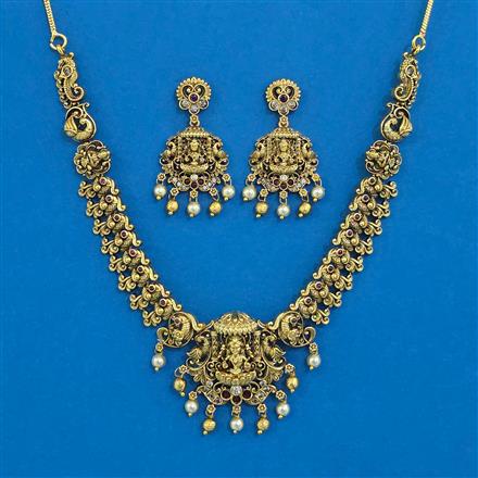 Antique Temple Necklace with Matte Gold Plating