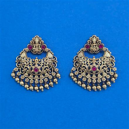 Antique Temple Earring with Matte Gold Plating