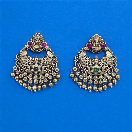 Antique Temple Earring with Matte Gold Plating