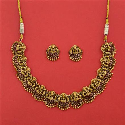 Antique Temple Necklace with Matte Gold Plating