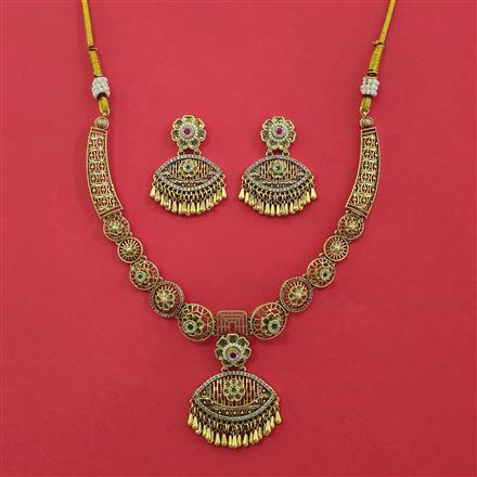 Antique Classic Necklace with Matte Gold Plating