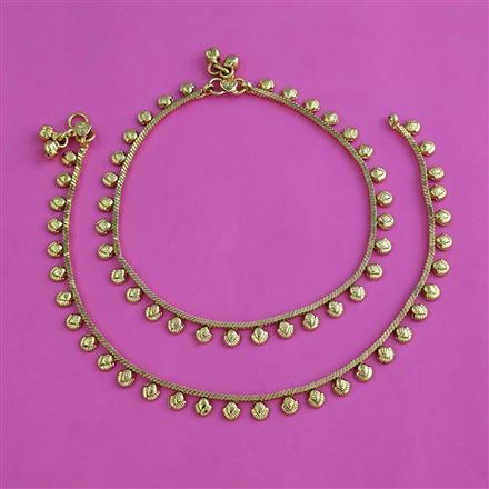 Antique Plain Gold Payal with Gold Plating