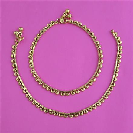 Antique Plain Gold Payal with Gold Plating