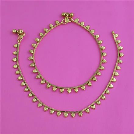 Antique Plain Gold Payal with Gold Plating