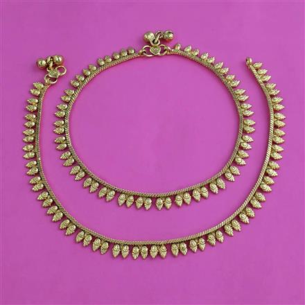 Antique Plain Gold Payal with Gold Plating