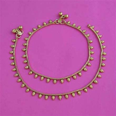 Antique Plain Gold Payal with Gold Plating