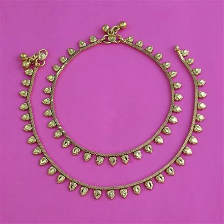 Antique Plain Gold Payal with Gold Plating