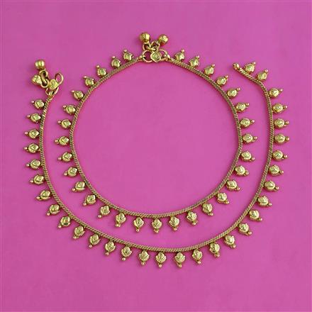 Antique Plain Gold Payal with Gold Plating