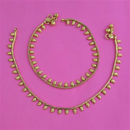 Antique Plain Gold Payal with Gold Plating