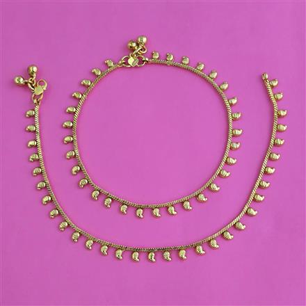 Antique Plain Gold Payal with Gold Plating