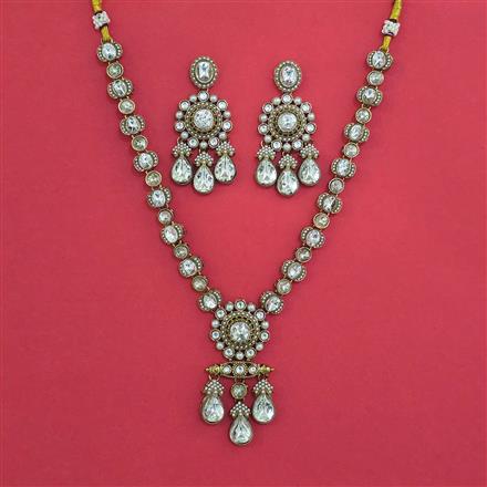 Antique Moti Necklace with Mehndi Plating