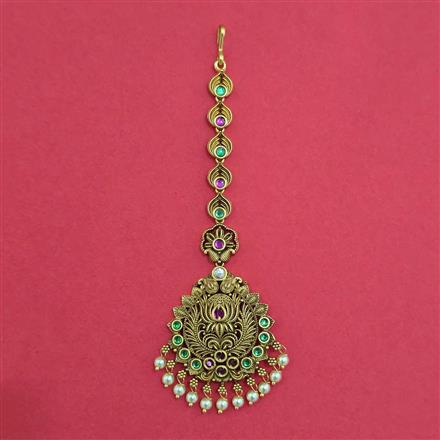 Antique Moti Tikka with Matte Gold Plating