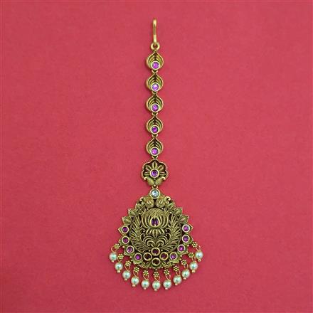 Antique Moti Tikka with Matte Gold Plating