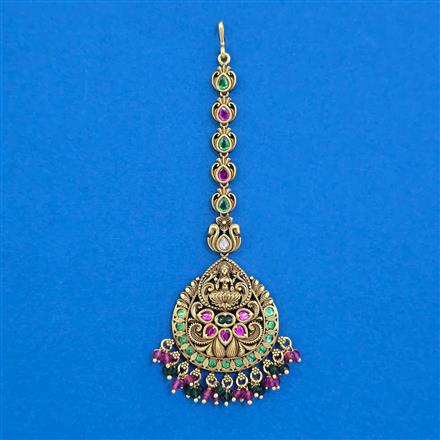 Antique Temple Tikka with Matte Gold Plating