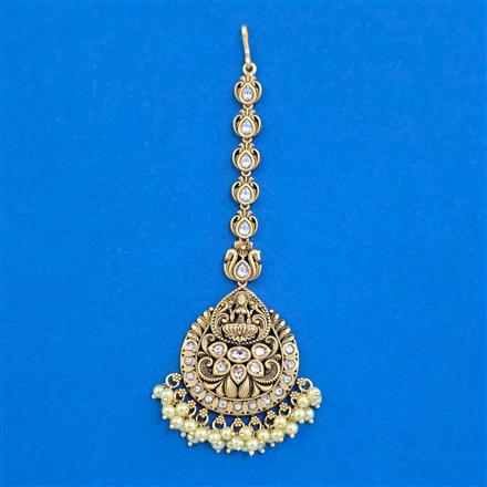 Antique Temple Tikka with Matte Gold Plating