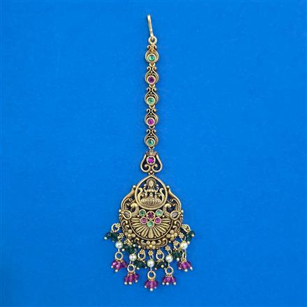 Antique Temple Tikka with Matte Gold Plating