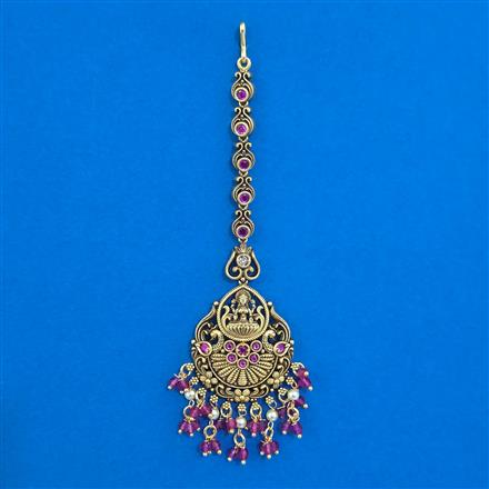 Antique Temple Tikka with Matte Gold Plating