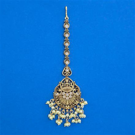 Antique Temple Tikka with Matte Gold Plating