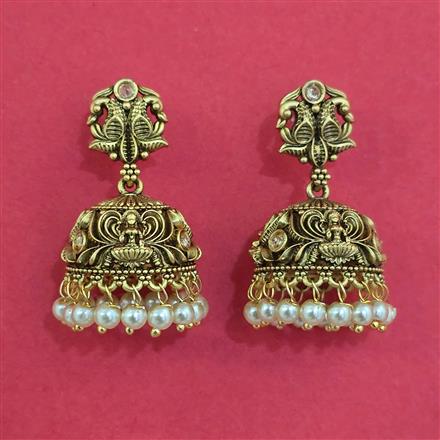 Antique Jhumki with Matte Gold Plating