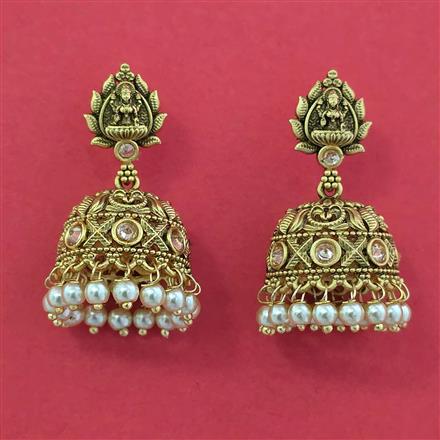 Antique Jhumki with Matte Gold Plating