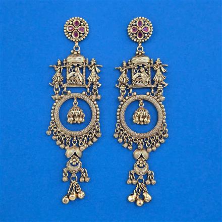 Antique Long Earring with Matte Gold Plating