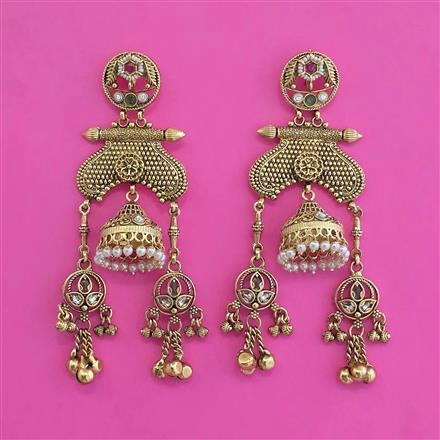 Antique Jhumki with Matte Gold Plating