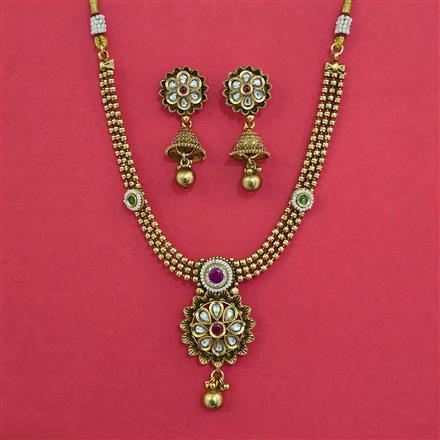 Antique Classic Necklace with Matte Gold Plating